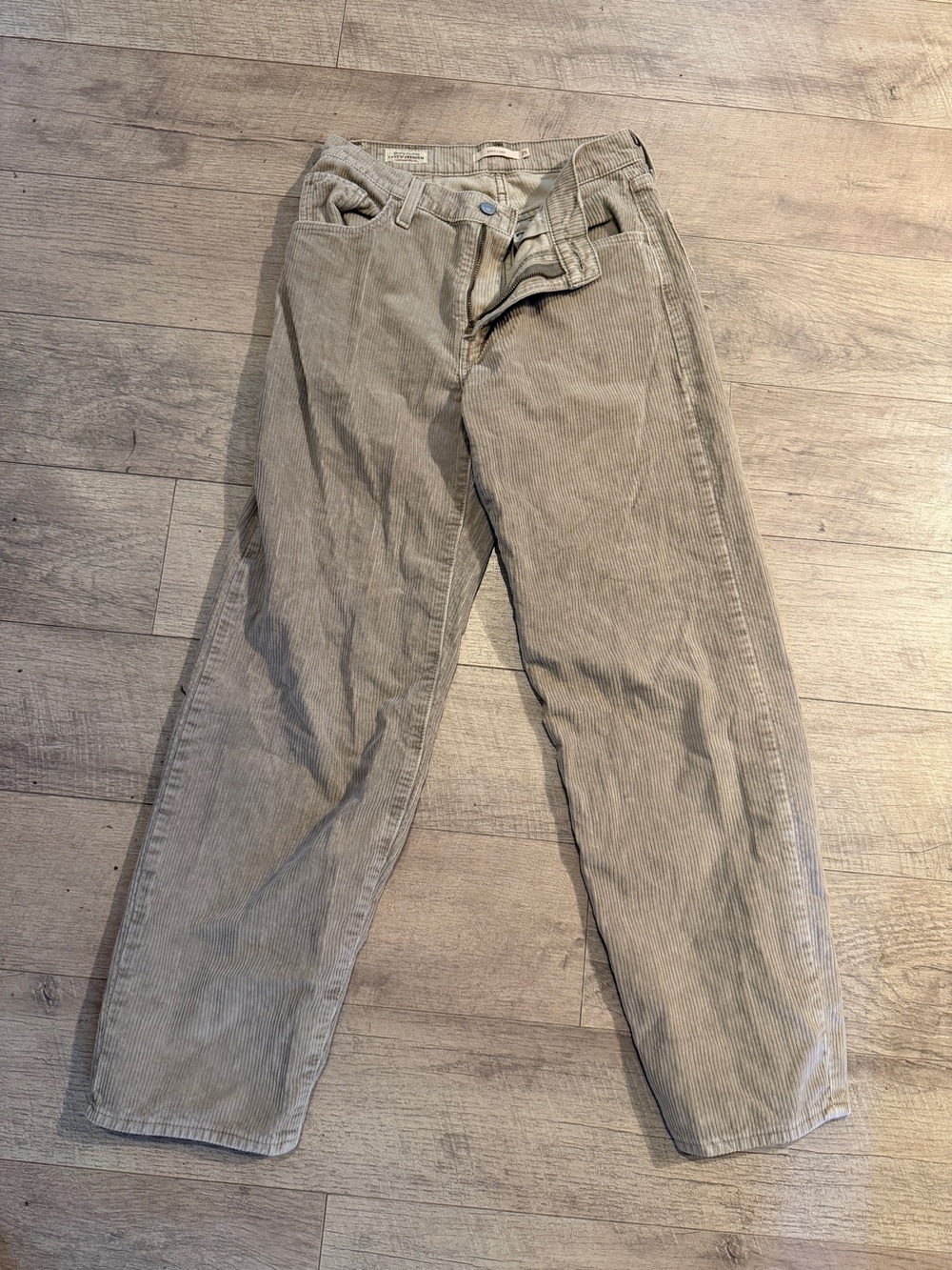 Women’s Levi's Baggy Wide Leg Corduroy Pants in Light Gray